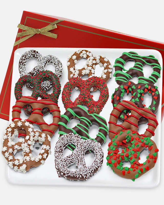Holiday Belgian Chocolate Covered Pretzel Twists